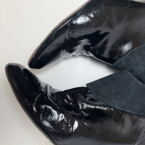 Donald J Pliner Womens 10 Collar Rula Black Patent Suede Leather Heel Boot - Picture 10 of 13